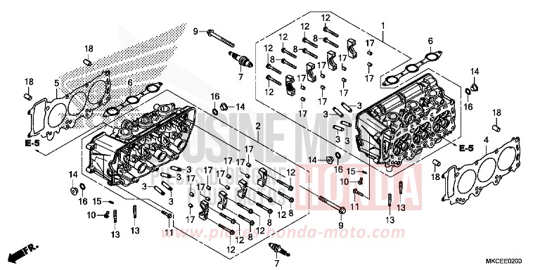 CYLINDER HEAD for Gold Wing CANDY ARDENT RED (R367B) from 2019